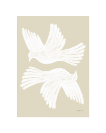 Neutral Flying Doves Printable Wall Art