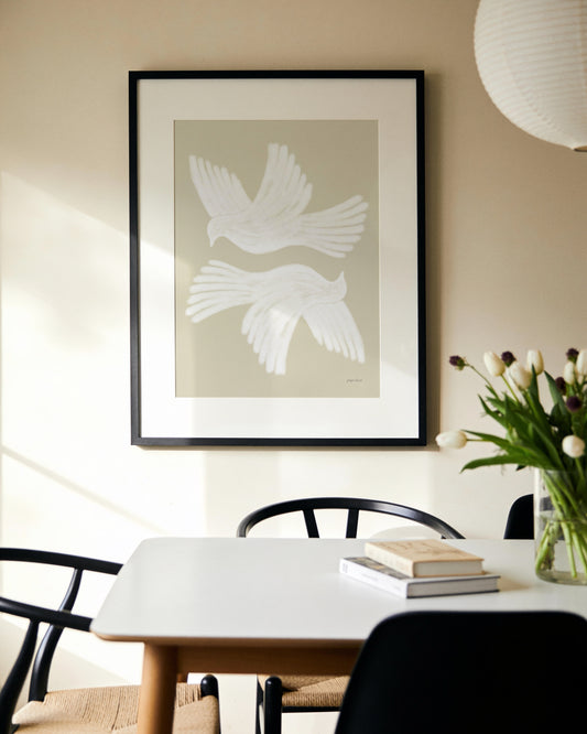 Neutral Flying Doves Printable Wall Art