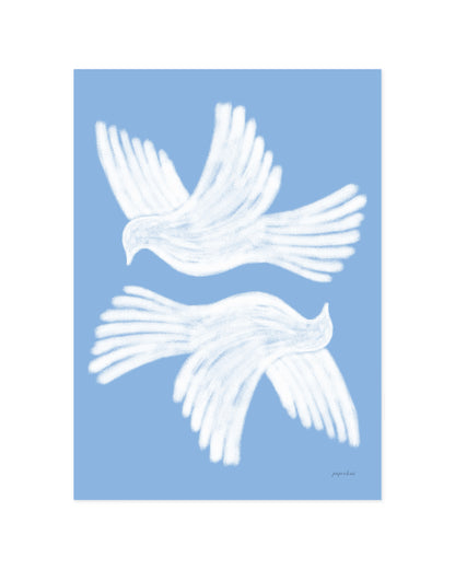 Cobalt Blue Flying Doves Printable Wall Art