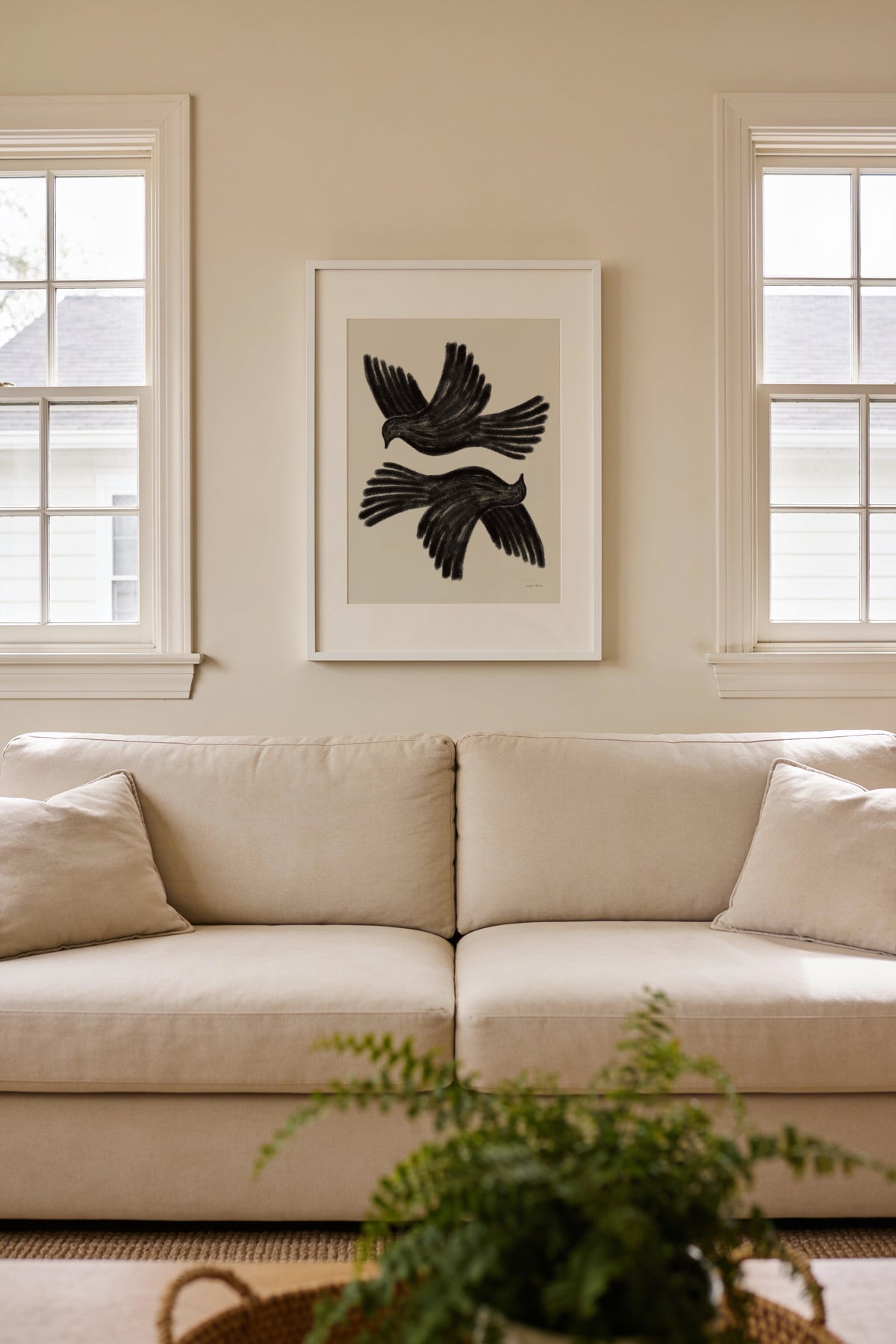 Charcoal Black Doves Printable Wall Art