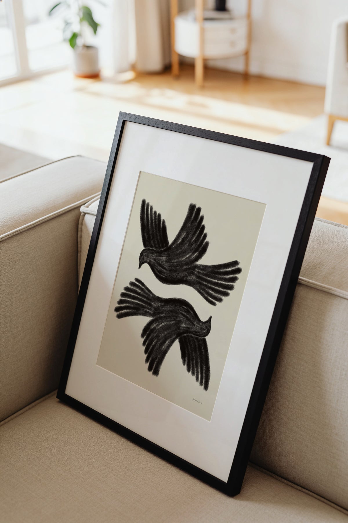 Charcoal Black Doves Printable Wall Art