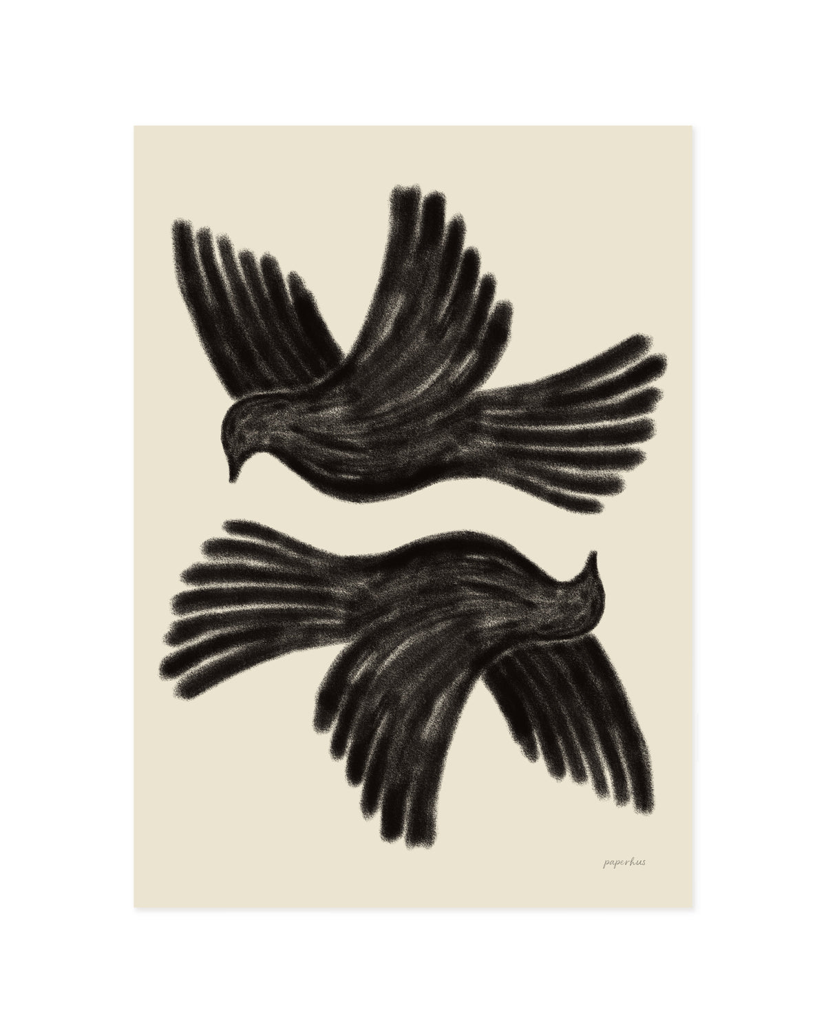 Charcoal Black Doves Printable Wall Art