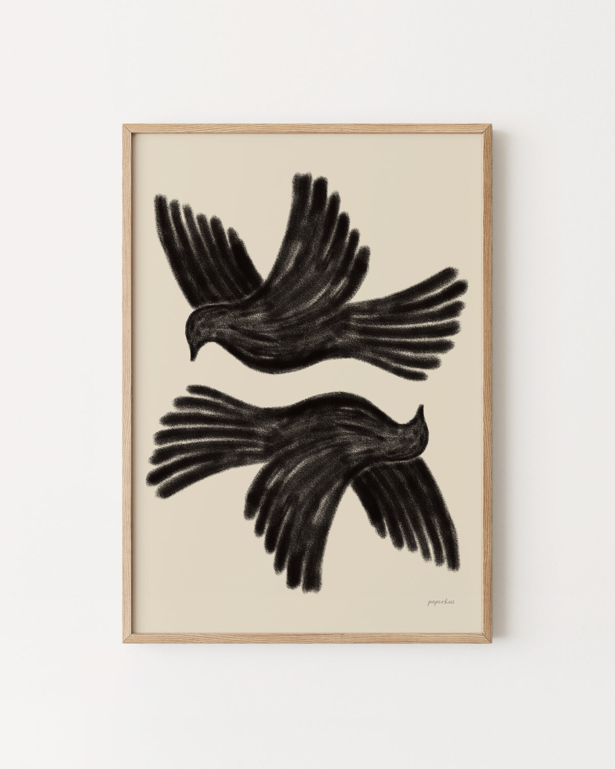 Charcoal Black Doves Printable Wall Art