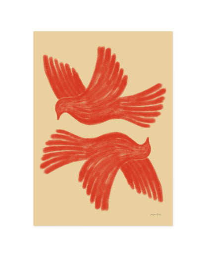 Vibrant Red Doves Printable Wall Art