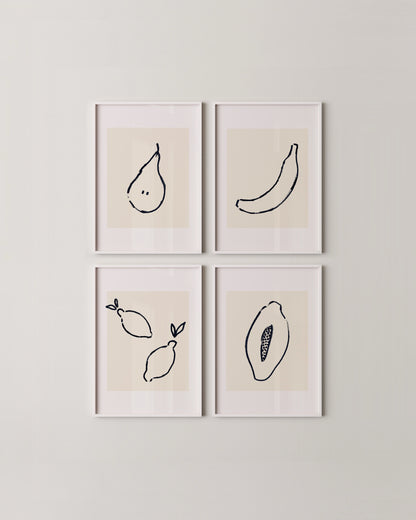Fruit Doodle Print Set- Wall Art -Paperhus- Printable wall art - Instant downloads - DIY home decor -Paperhus