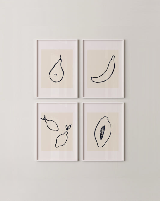 Fruit Doodle Print Set- Wall Art -Paperhus- Printable wall art - Instant downloads - DIY home decor -Paperhus