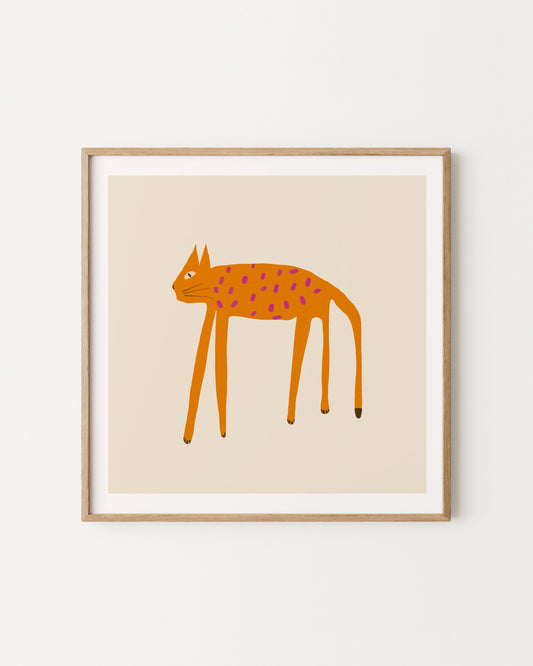 Orange Cat Illustration Printable Wall Art