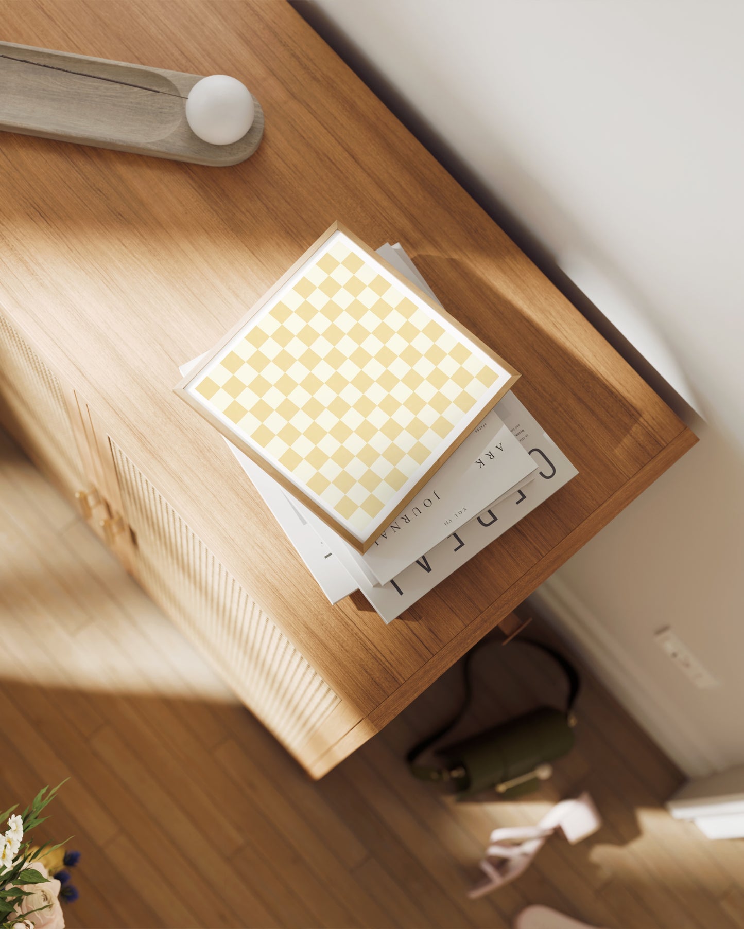 Yellow Checkerboard Print