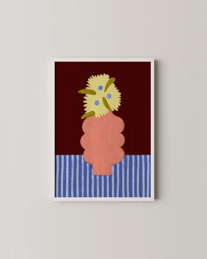 Playful Vase Print | Burgundy Pink Print