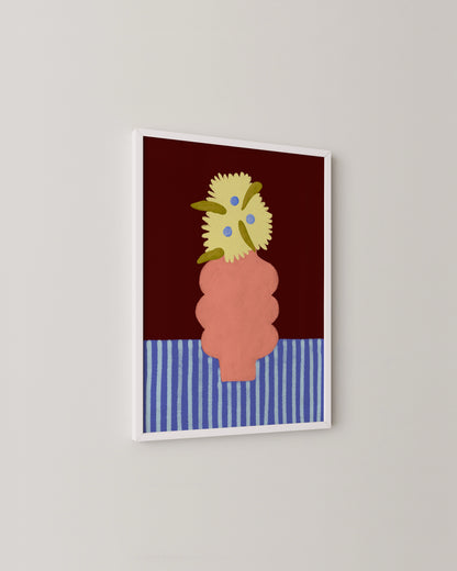 Playful Vase Print | Burgundy Pink Print