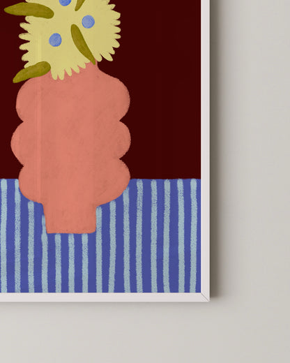 Playful Vase Print | Burgundy Pink Print