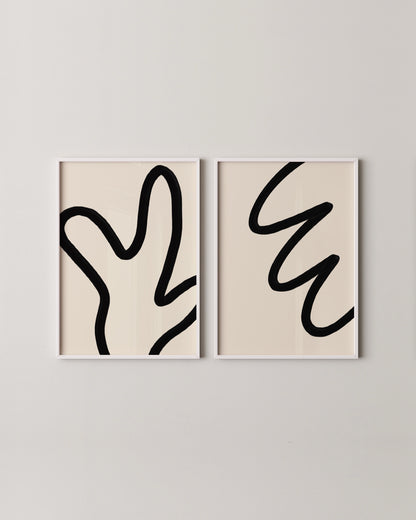 Minimal Line Art Set of 2 Prints | Abstract Wall Art