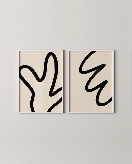 Minimal Line Art Set of 2 Prints | Abstract Wall Art