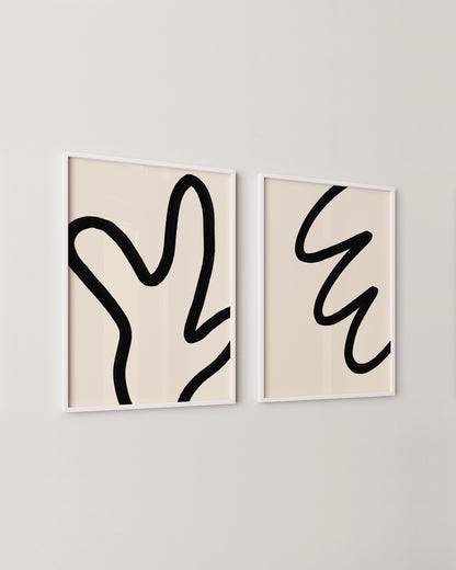 Minimal Line Art Set of 2 Prints | Abstract Wall Art
