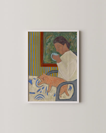 Me & My Cat Print | Calming Reading Nook Print