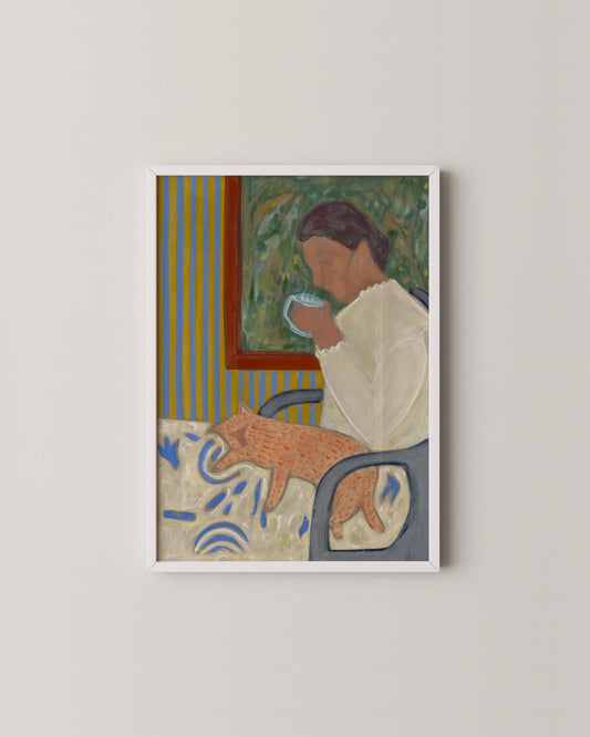 Me & My Cat Print | Calming Reading Nook Print