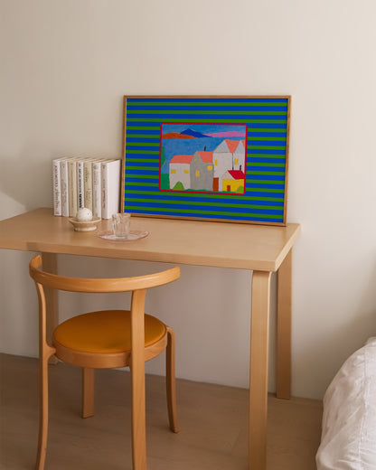 Colourful Village Print | Vintage Modern Remake