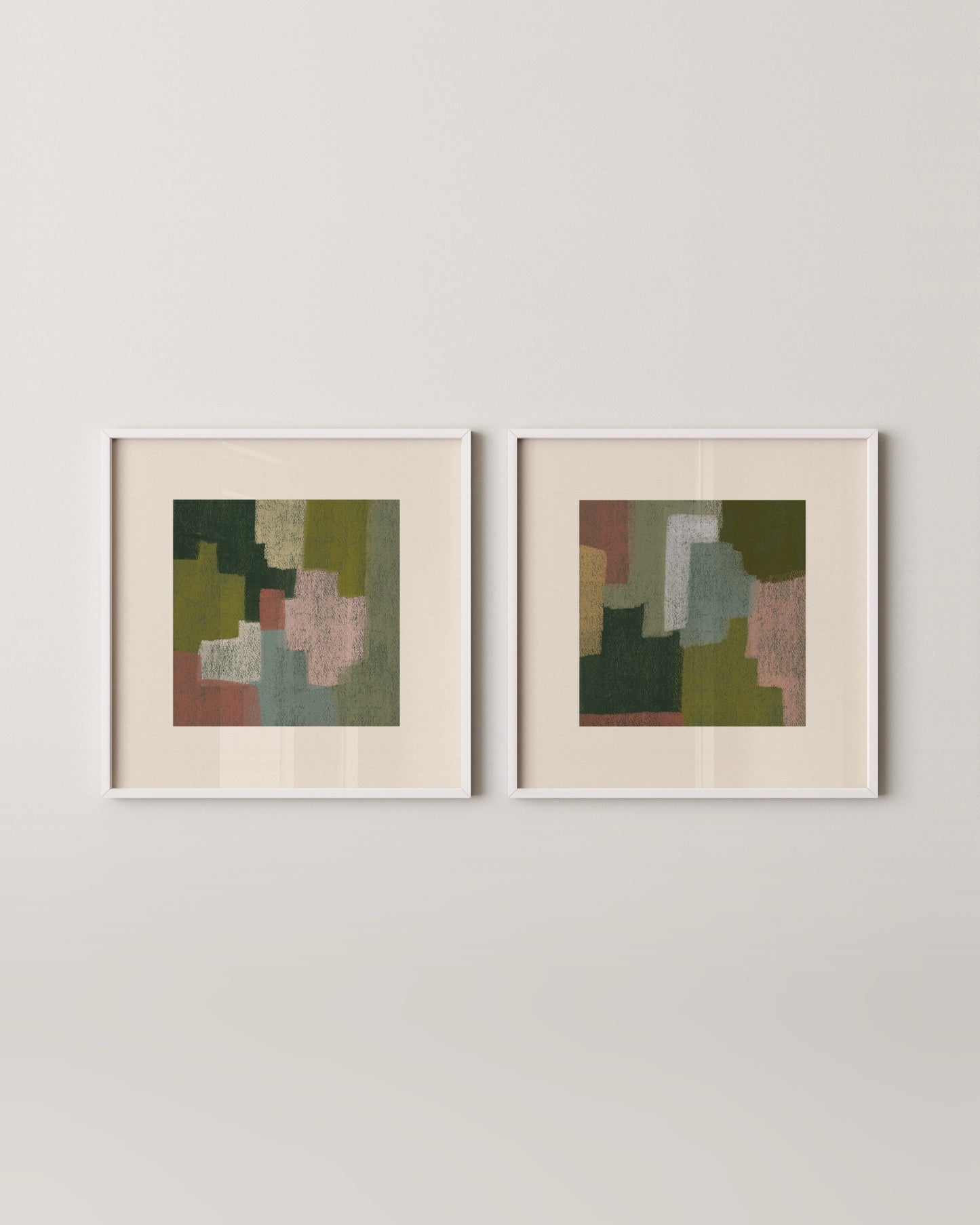 Green Moss Set | Set Of 2 Square Prints