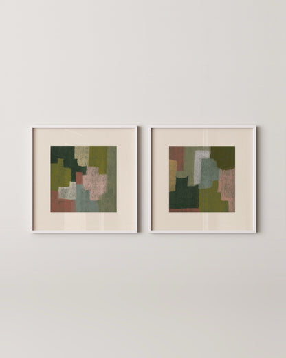 Green Moss Set | Set Of 2 Square Prints
