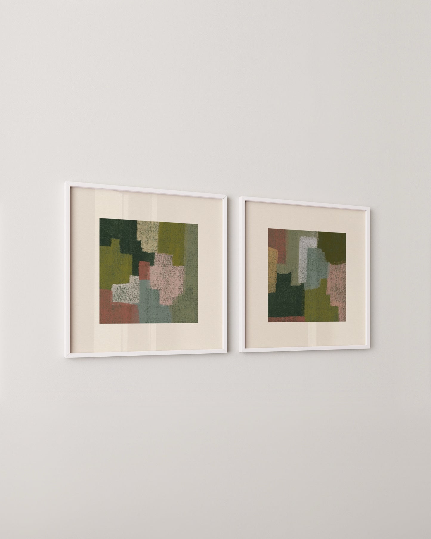 Green Moss Set | Set Of 2 Square Prints