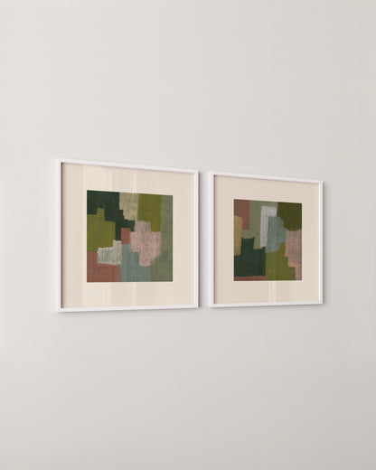 Green Moss Set | Set Of 2 Square Prints