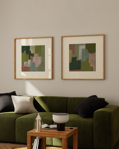 Green Moss Set | Set Of 2 Square Prints