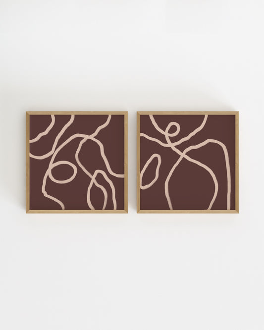 Burgundy Square. Set Of 2-printable wall art by Paperhus