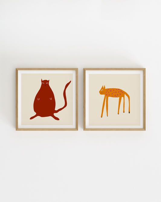 Cat Illustration. Set Of 2-printable wall art by Paperhus