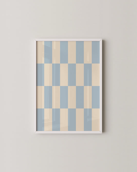 Blue Checkerboard Print | Geometric Print