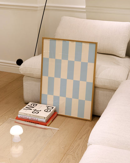 Blue Checkerboard Print | Geometric Print