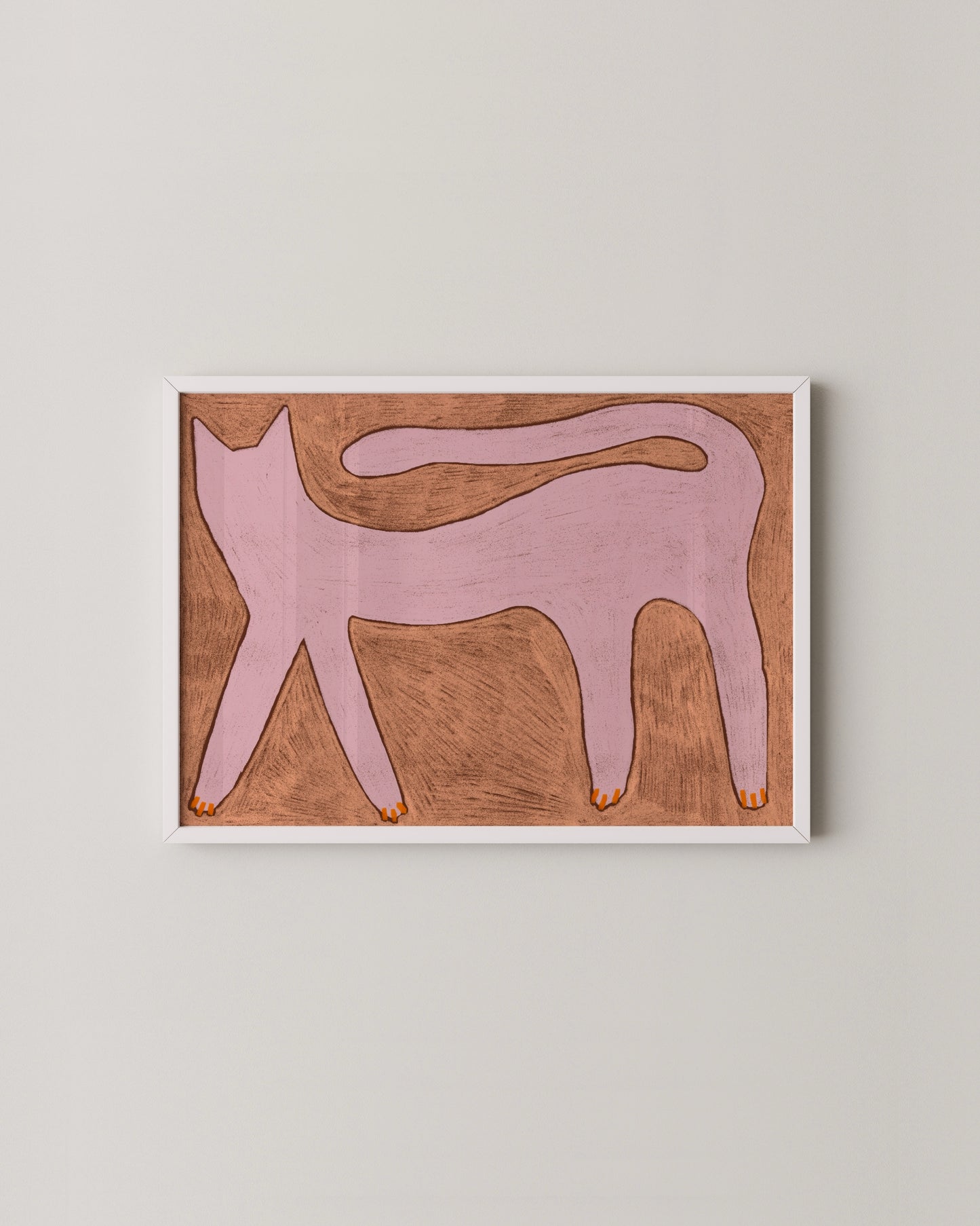 Pink Cat Print | Eclectic Wall Art