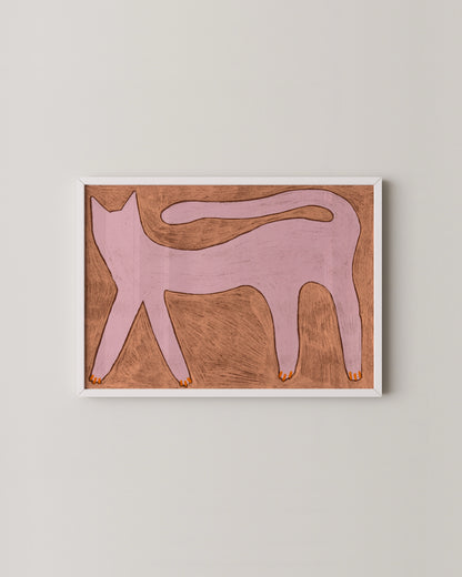 Pink Cat Print | Eclectic Wall Art