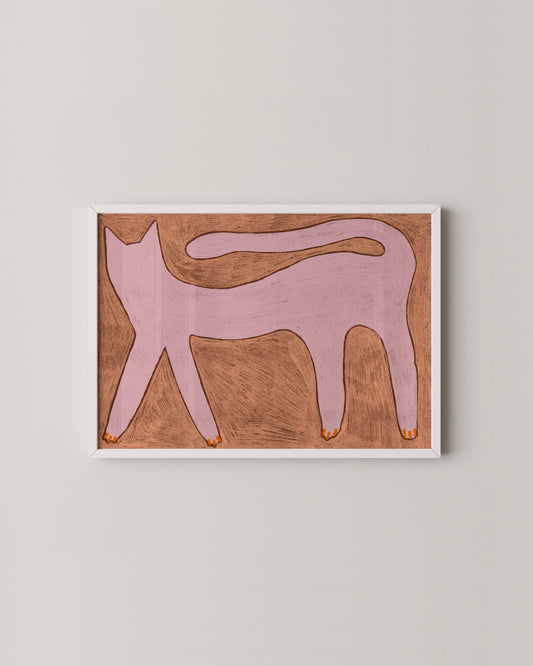 Pink Cat Print | Eclectic Wall Art