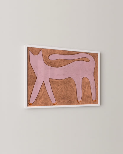 Pink Cat Print | Eclectic Wall Art