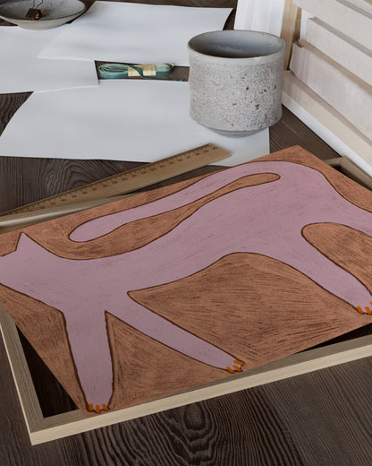 Pink Cat Print | Eclectic Wall Art