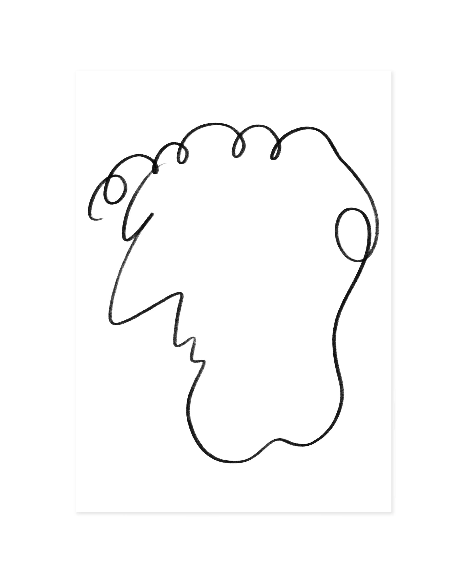 Male portrait line art printable wall art 