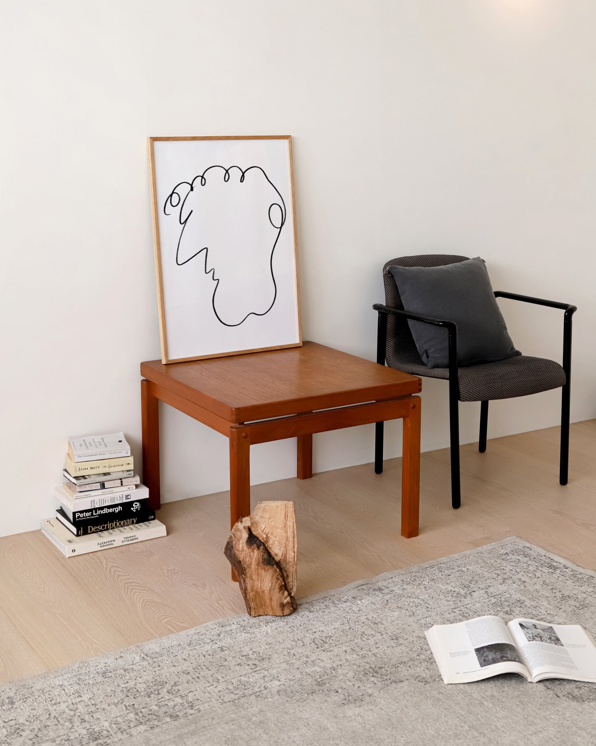 Minimal Black and white portrait line art printable 