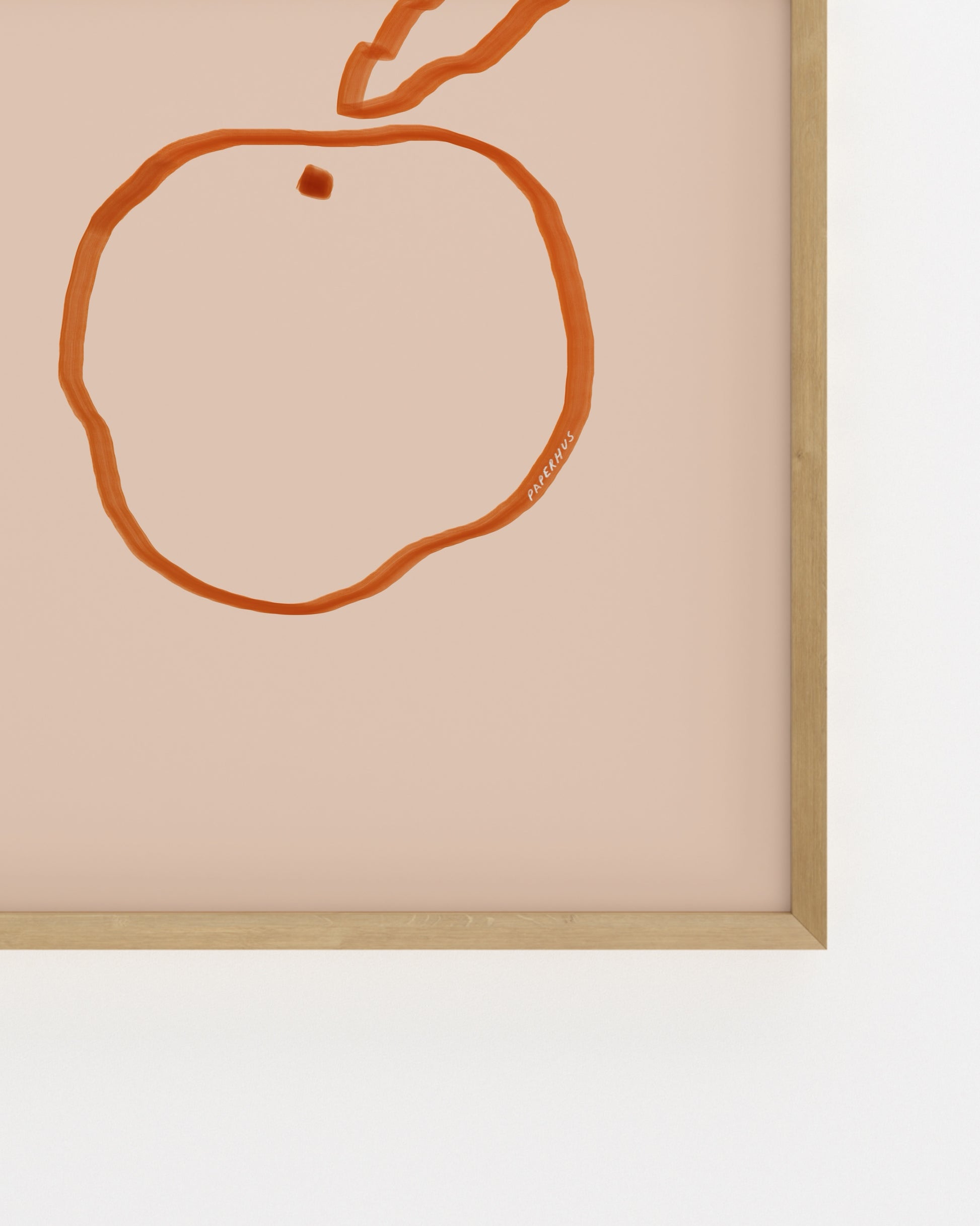 Minimal orange illustration on a blush pink background