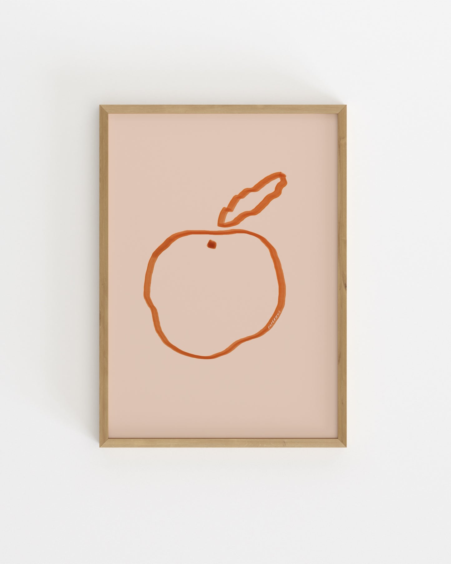 Minimal orange illustration on a blush pink background