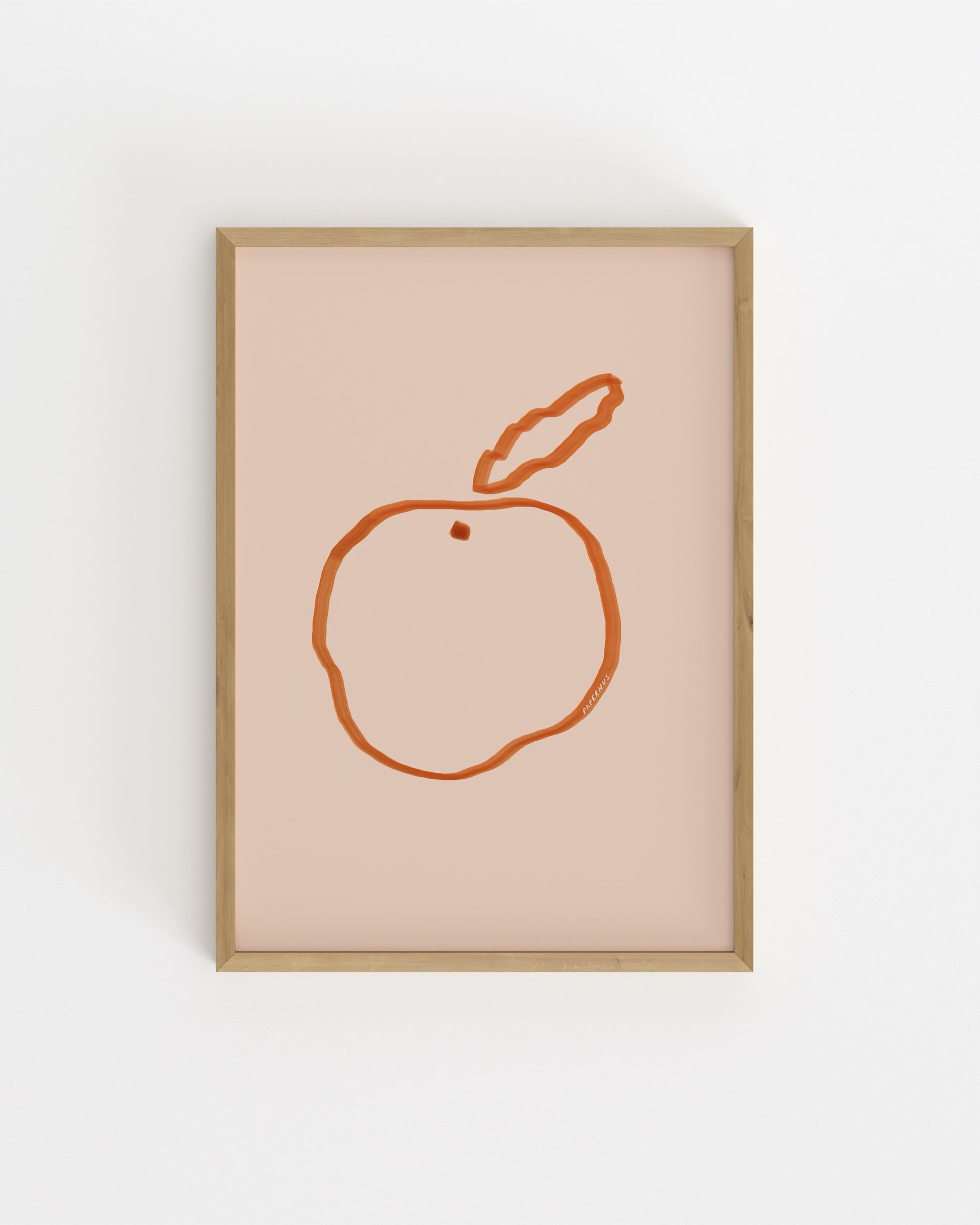 Minimal orange illustration on a blush pink background