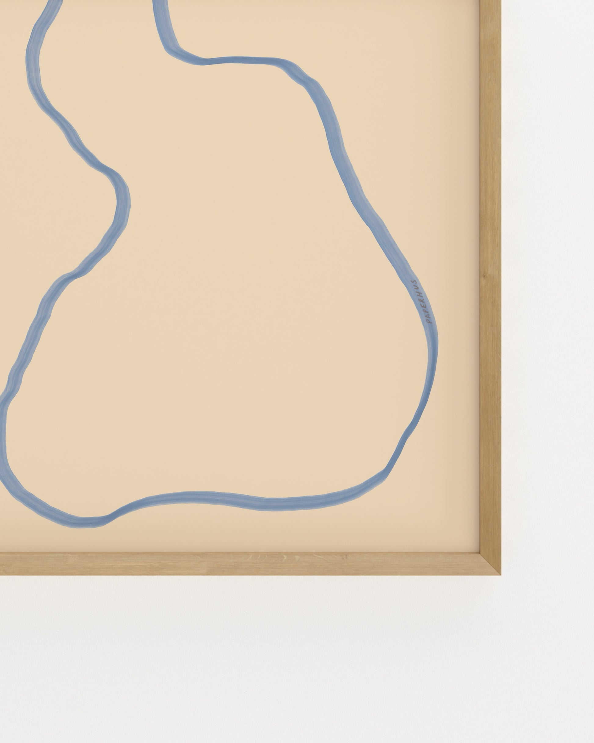 Minimal blue pear illustration on a cream background