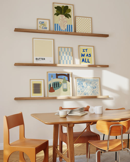 Gallery Wall Set of 9 | Yellow Kitchen Wall Art Prints for Fresh Decor