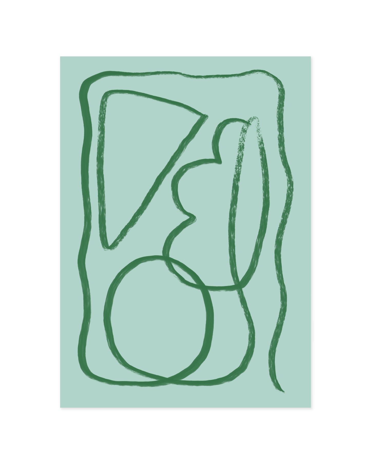 Abstract green line art on a sage green background