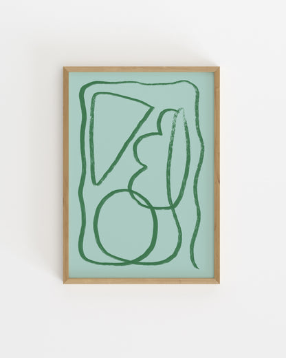 Minimal line art printable in green 