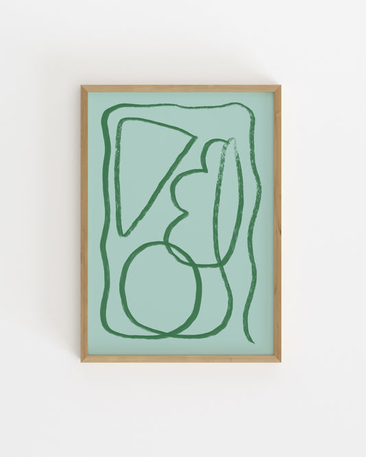 Minimal line art printable in green 